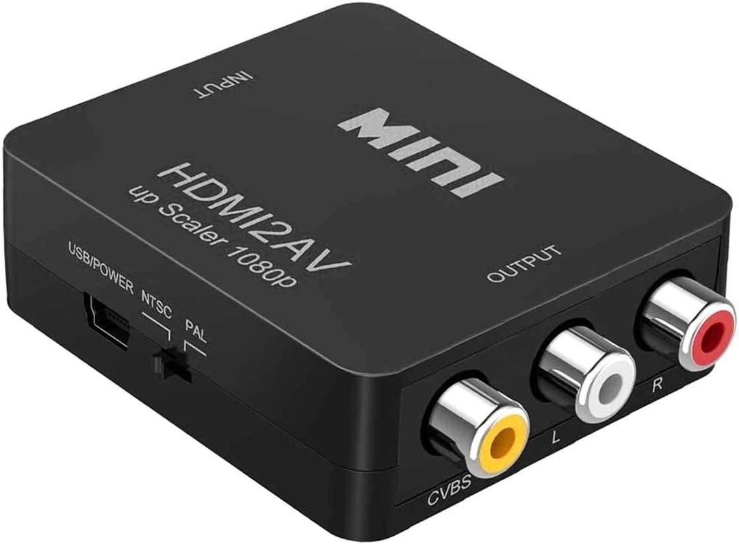 HDMI to RCA, 1080p HDMI to AV 3RCA CVBs Composite Video Audio Converter Adapter Supports PAL/NTSC for TV Stick, Chromecast, Apple TV, PC, Laptop, Xbox, HDTV, DVD-Black