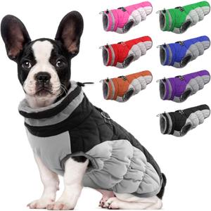 Lelepet Dog Coat Warm Dog Winter Coat Waterproof Dogs Jacket with Harness Built in Reflective Pet Fleece Vest Zip-Up Cold Weather Coats for Small Dogs Turtleneck & Windproof Coats Yorkie Black S