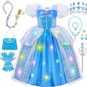 Meland Princess Dress Up for Girls, Light up Halloween Costume for Toddler Girls 3-10 Year Old