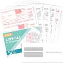 1099 NEC Forms 2025 with Envelopes, 50 2025 1099 NEC Tax Forms, 4 Part, with 50 Self Seal Envelopes with 3 1096 Included