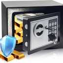 Small Money Safe Box, Security Safety Lock Box for Dorm, 0.23 CuFt Mini Kids Cabinet Safe for Home Use, Hidden Wall Personal Safe with Keys & Code for Money Cash Jewelry Gun Office Hotel