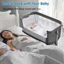 Baby Bassinet Bedside Sleeper Easy to Assemble Portable Co-Sleep Bedside Crib for Newborn Infant, Two-Side Safe Breathable Mesh Design