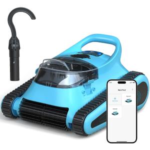 Pool Vacuum for Inground Pools: Cordless Robot Robotic Pool Cleaners with Hook 180W Suction Auto Vacuums Wall Climbing Waterline Scrubbing Cleaning 150 Mins Long Battery Up to 2,000 sq.ft