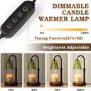 Small Candle Warmer Lamp with Timer, Adjustable Green Lamp Warmer for Jar Candles, Unique Women Gifts for Birthday, Dimmable Candle Heater, Mothers Day Gifts, Cute Wax Warming Light with Wood Base