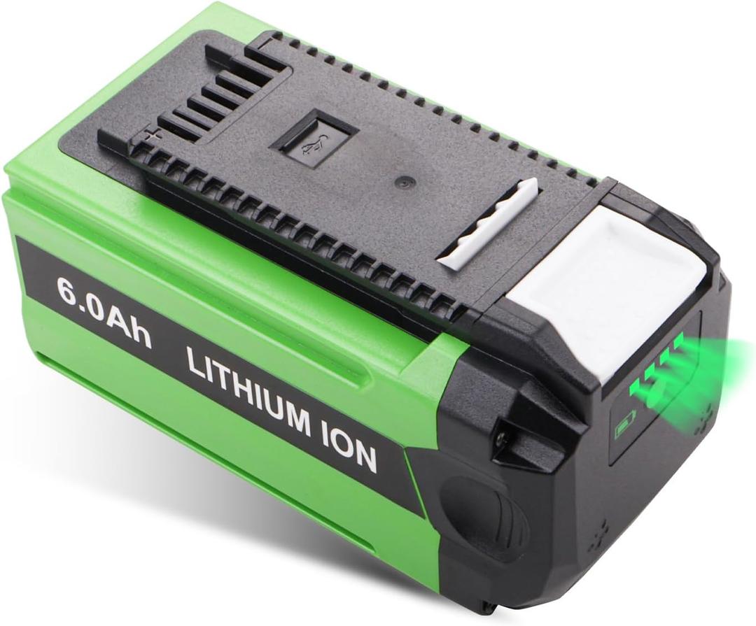 40V 6.0Ah Lithium-ion Replacement Battery for Greenworks GMAX 40V Cordless Power Tools 29462 29472 29252 20202 20302 20322 20672 25223 25302 25312 25322 21242 21302 21332 22262 22272 24252 24282 27062