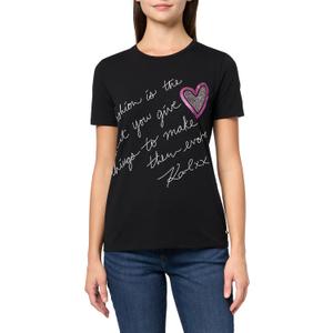 Karl Lagerfeld Women's Casual Logo Fun Iconic T-Shirt (Medium, Black)