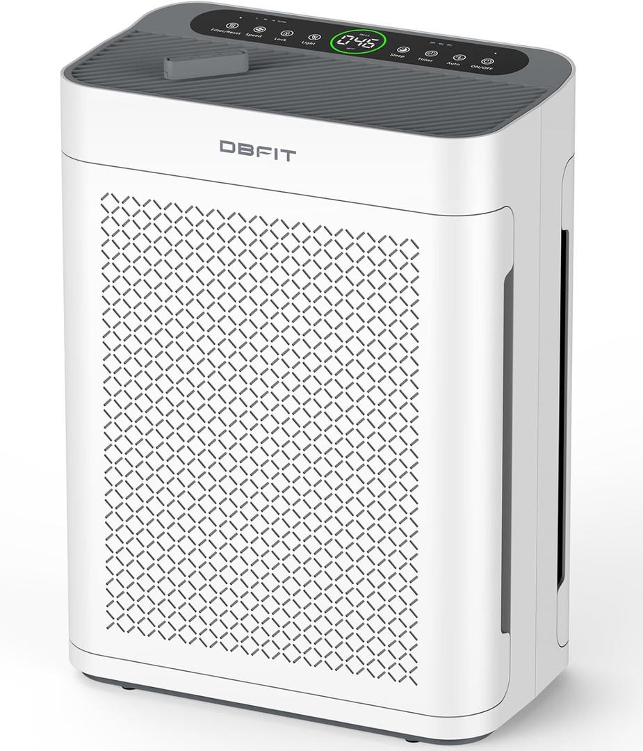 Air Purifiers for Home Large Room up to 3000sq.ft, DBFIT HEPA Double-Sided Air Purifier with Washable Filter, PM 2.5 Display Air Quality Sensor, Air Cleaner for Bedroom, Dorm Room, Pets, Office, AP300 (White)