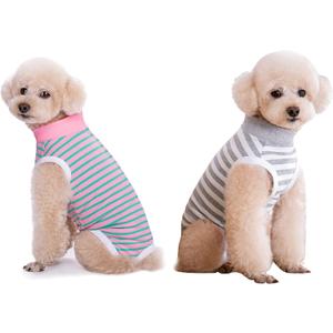 2 Packs Pet Dog Recovery Onesie Suit for Dogs Cats After Surgery,Dog Abdominal Wounds Bandages Cone E-Collar Alternative (Grey, L)