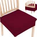 Smiry Stretch Jacquard Seat Covers for Dining Room Chairs Set of 6, Removable Washable Chair Seat Protector Slipcovers, No Rear Covers, Wine Red