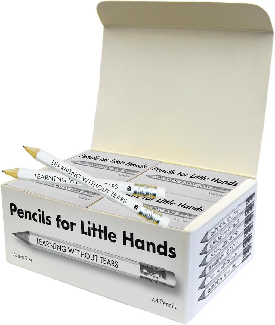 Handwriting Without Tears Learning Without Tears Pencils for Little Hands, Age 5+, Kindergarten, 144#2 Graphite Pencils, Mini Pencils, Bulk School Supplies, Tutoring, Writing