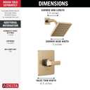 Delta Velum 14 Series Shower Faucet Set, Brushed Gold Shower Head and Handle Set, Valve Trim Kit, Champagne Bronze T14237-CZ (Valve Not Included)