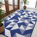 OLANLY Large Door Mat Indoor Entrance Washable 59x35, Odor-Free Low-Profile Front Back Geometric Doormat, Absorbent Resist Dirt Entry Carpet, Easy to Clean Sturdy Inside Floor Mats for Entryway, Navy