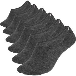 WHISPER DEER No Show Socks Men Invisible Low cut Loafer Sneaker Socks Non-Slip (9-12, 6grey)