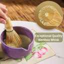 Matcha Set, 8-Piece Ceramic Matcha Bowl & Whisk Kit with Mushroom Pattern, Traditional Japanese Chawan, Bamboo Chasen, Scoop & Sifter, Gift for Tea Lovers, Zen Tea Ceremony Accessories (Purple;)