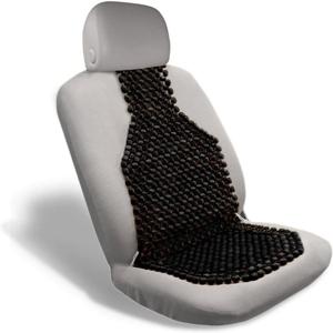 VaygWay Beaded Seat Cushion Car Driver Seat Cover with Durable & Double Strung Natural Wood Beads- Cooling Comfort Ventilated Massaging Support Cushion for Auto Cars -1 Pack Black