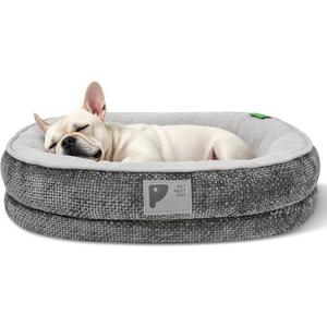 Dog Beds for Small Dogs,Orthopedic Bed with Removable Cover&Non-Slip Bottom Couch Bed with Four-Sided Bolster Grey S (Small (25 x 20 Inch))