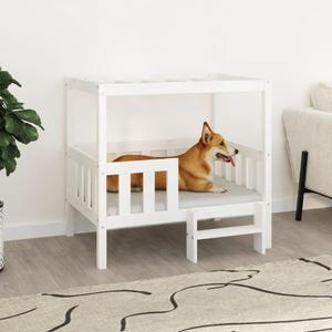 Solid Wood Dog Bed for Medium Breeds, Large Sleeping Area 28.9x37.6x35.4 Inches, Easy Assembly with Screwdriver, Sturdy Pinewood Frame, Minimalist Style Indoor (95.5 x 73.5 x 90 cm & White, White)