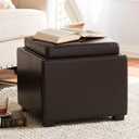 BAXTON STUDIO DARK BROWN TATE STORAGE OTTOMAN, 18"D x 18"W x 17"H
