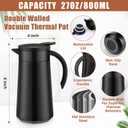 Honeydak 2 Pcs Coffee Carafe Airpot 27 oz Insulated Stainless Steel Vacuum Thermal Pot with Brushes Dispenser Coffee Carafe for Keeping Hot Water Tea 12 Hours Hot 8 Hours Cold(Silver, Black)