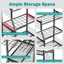 EVERHANGER Garden Tool Organizer Stand, Garage Tool Storage Organization, Yard Tool Racks with lockable wheels, Fit for Long-Handled Tools/Rakes/Brooms, Indoor/Outdoor Use, Medium