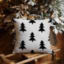 Christmas Pillow Covers 18x18 inch Set of 2 Beige Black Winter Xmas Trees Throw Pillows Farmhouse Decor Holiday Outdoor Cushion Cover Case for Couch Sofa 45