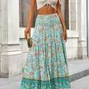 CFLONGE Summer Maxi Skirts for Women 2026 Fashion Boho Long Skirt Trendy Floral High Waist A Line Beach Skirt Vacation Outfit (XXL)