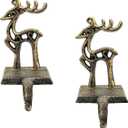 2 Pieces Reindeer Christmas Stocking Holder Christmas Hooks Skid Mantel Hooks Hanger for Fireplace Free Standing Christmas Decorations