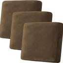 H.VERSAILTEX Velvet Stretch Couch Cushion Cover Plush Cushion Slipcover for Chair Loveseat Sofa Cushion Furniture Protector Seat Cushion Sofa Cover (3 Piece XL Sofa Cushion Covers, Bronze Brown)