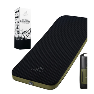 Self-Inflating Sleeping Pad for Camping - 4” Thick Memory Foam Camping Air Mattress with Waterproof Backpack - Ultralight Single Inflatable Sleeping Mat for Backpacking, Tents, SUVs & Trucks