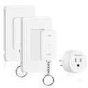 Remote Control Outlet Wireless Wall Mounted Light Switch, Wireless On Off Remote Outlet Switch with Magnetic Base, 100ft RF Range, 15A/1875W, Two Switches for One 0utlet W09RC2106