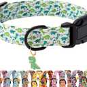 Faygarsle Dog Collar for Small Medium Large Dogs Cute Green Puppy Collars for Male Dogs Dinosaur Patterned Pet Collars for Summer Spring Wedding Puppy Boy Dog Collar XS