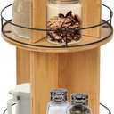 Thick&Thin Lazy Susan Organizer - 2 Tier Rotating Spice Rack for Cabinet, Wooden Rotating Organizer Pantry Kitchen Countertop Dining Table Cupboard Storage
