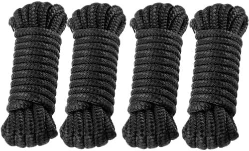Premium Marine-Grade Dock Lines/Fender Lines - 4 Pack 1/2" x 10' Double Braided Nylon Boat Ropes with 12" Security Loops | Heavy-Duty Docking, Mooring & Bumper Rope Solution