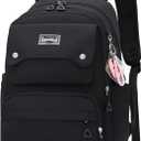 Black Kids Backpack for Girls, Middle School Bag Teen Girls Backpack Multi-Pocket Bookbags