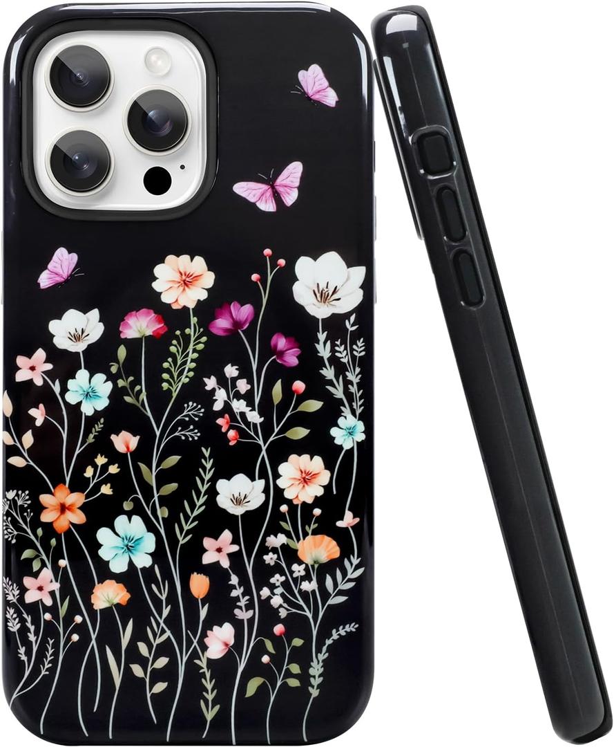 Bonoma Case for iPhone 16 Pro Max, Gorgeous Wildflowers Phone Case for Girls Women Compatible with Magsafe, Hybrid Scratch Resistant Shockproof Protection Cover for iPhone 16 Pro Max