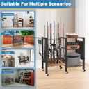 3-Tier Fishing Rod Holder, Garage Fishing Rod Rack, Fishing Rod Organizer for 12 Rods, Space Saving Fishing Pole Storage System for Garage Boat RV Basement, with Wheels Hooks and Storage Bag