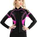 GoldFin Wetsuit Top Women, 2mm Wetsuits Jacket Long Sleeve Neoprene Tops for Water Aerobics Diving Surfing Swimming, L, Rose Red