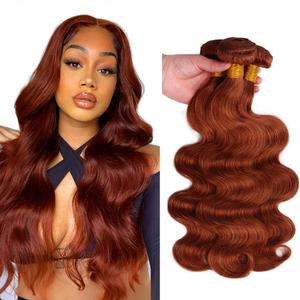 #33 Reddish Brown 32 32 32 Inch Body Wave Auburn Human Hair Extensions Doubles Weft Unprocessed Weave 3 Bundles 300g Human Hair Bundles Copper Red Color
