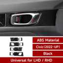 Car Inner Door Handle Bowl Decals for 2022 2023 2024 2025 Honda Civic 11th Gen Accessories ABS Carbon Fiber Interior Stickers
