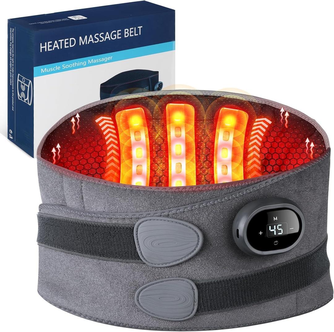 Cordless Heating Pad for Back Pain Relief, Lumbar Massaager with Heat, Heated Back Belt Abdomen Warmer Lumbar Support, Rechargeable Heating Massage
