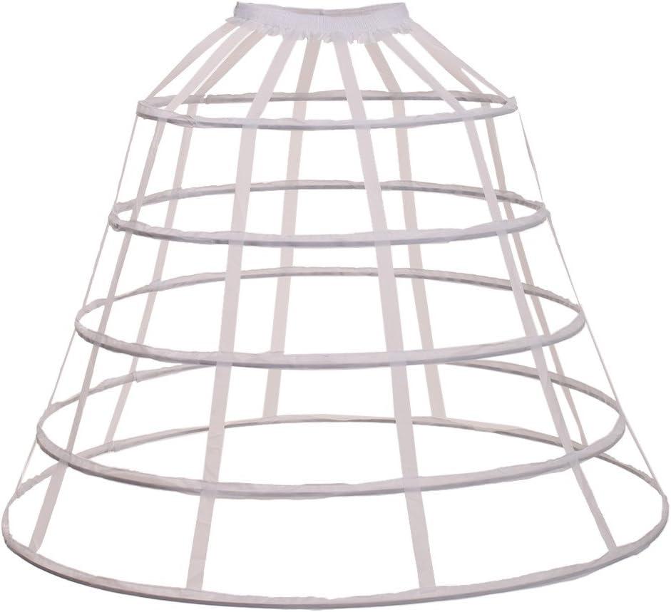 GRACEART Victorian Dress Pannier Hoop Skirt Bustle Cage Skirt (White, S)