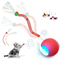 Interactive Cat Toys for Indoor Cats, 2025 New Generation Interactive Cat Ball Toy with Elastic Mesh Tail, Automatic Cat/Kitten Toys with Chirping & Motion Activate, Cat Toys for Bored Indoor(Red)