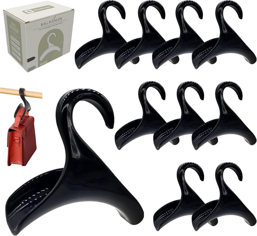 Bag Hanger, Purse Holder for Closet Black Backpack Hanger Hook for Organizer Storage Purses Tote Bag Backpacks Handbags(10 Pack)