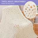 Bigacogo Chunky Knit Throw Blanket for Couch, 60x80 inches, 100% Hand Knitted with Thick Jumbo Chenille Yarn, Cozy Soft Large Rope Knot Cable Crochet Blankets for Sofa Bed Living Room, Ivory, 60"x80" (Over Size Throw
