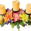 Svndlyn Candle Holder Centerpiece for Table Artificial Peonies Flowers,Rose Flowers and Morning Glory for Wedding Party Table Centerpieces Mixed Flowers Floral Arrangement Home Kitchen Decor