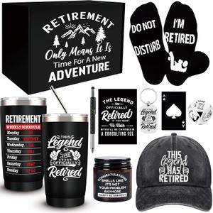 10 Pcs Retirement Gifts for Men 2026, This Legend Has Retired, Happy Retirement Gifts for Dad, Grandpa, Coworker, Teachers, Boss, Friends, Retirees, 20 Oz Tumbler Best Retirement Gifts Basket