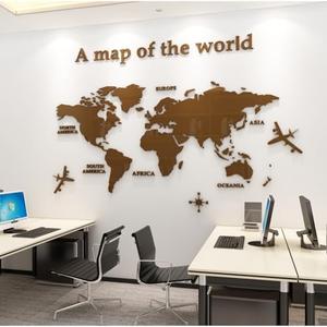 WINDIR 3D World Map Wall Stickers Decor Murals DIY Decal Brown 71x40 inch, Acrylic Office Wall Art Decor Bedroom Living Room TV Wall (Brown: 180x100 cm) Large