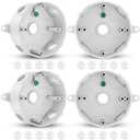 Juexica 4 Pcs 4 Inch Round Electrical Box 1/2 Inch 5 Holes Weatherproof Outlet Junction Ceiling Fan Box for Outdoor Lighting Systems, UL Listed(White)