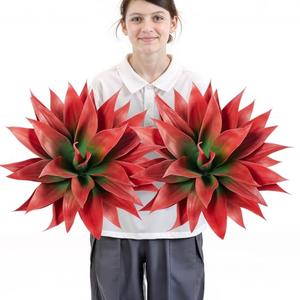 Velener Fall Fake Agave Artificial Plant, Red Fake Succulents Plant for Room Decor, Unpotted Faux Agave Stems Plant for Fall Outdoor/Indoor Decor, 22 inches, Set of 2