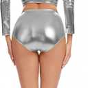 Wildarms Womens Metallic Booty Shorts Shiny Rave Bottoms High Waisted Festival Dance Mardi Gras Shorts Hot Pants, Large